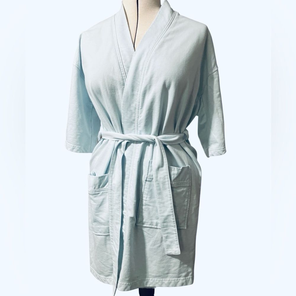 Cypress Flannel Robe Size M Pastel Summer Short Sleeve Soft Cozy